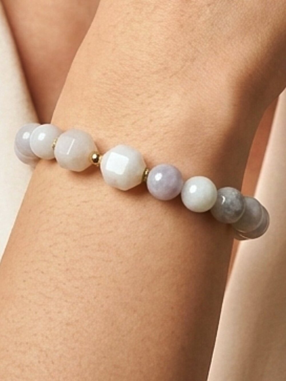 Jade Bracelet, Genuine Burma Jadeite, Dainty Stretch Bracelet, Handmade Gift
